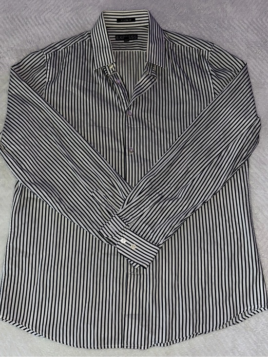 Express Other - Express Men’s Black and White Vertical Stripe Dress Shirt